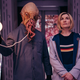 Jodie Whittaker's 13th Doctor looks concerned as she communes with a tentacle-faced alien Ood.
